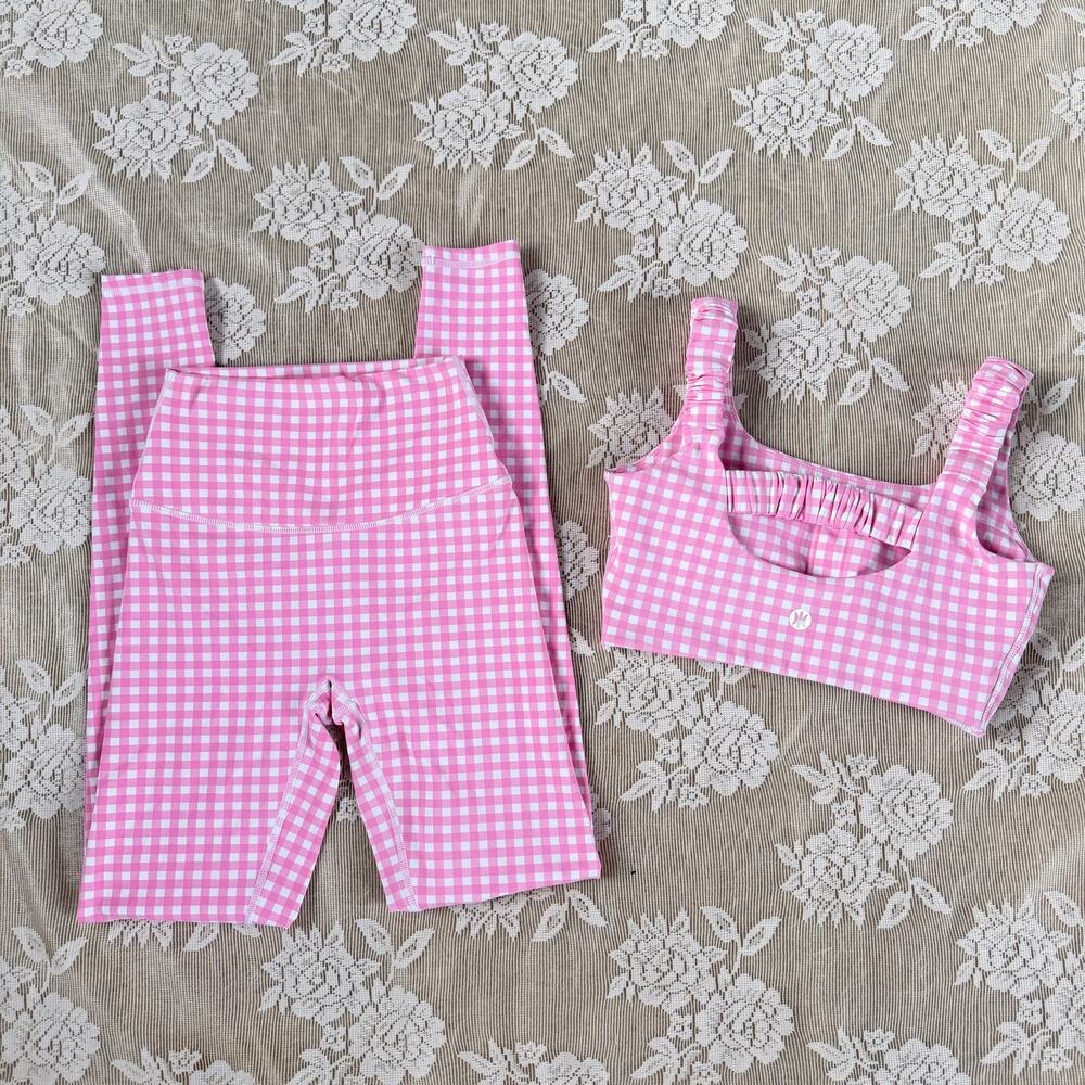Astoria Activewear Pink Gingham Workout Set XS/S
